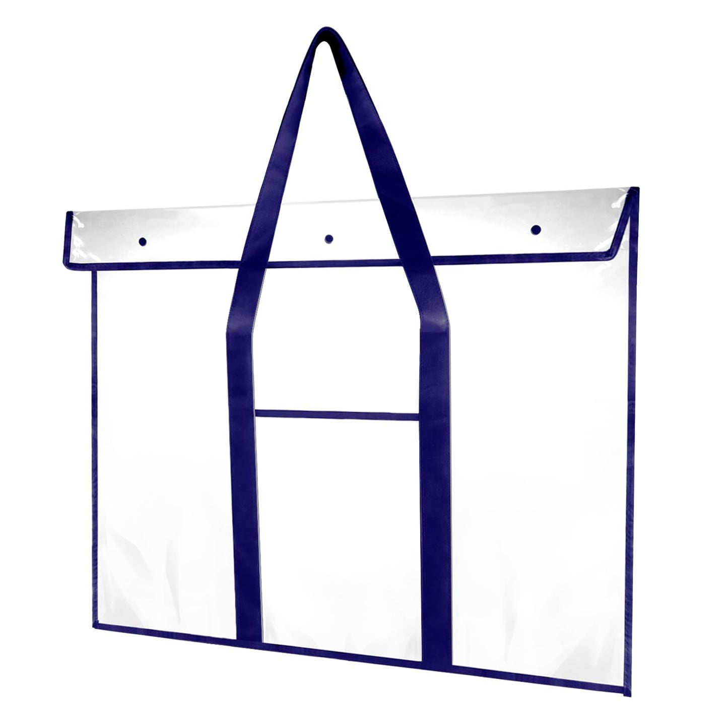 QWORK Large Poster Storage Bag - 4 Pack 31.5” x 25.5” PVC See-Through Bag with Long Handle, Extra Pocket, for Bulletin Boards, Artworks, and Charts, 3 Button Closure