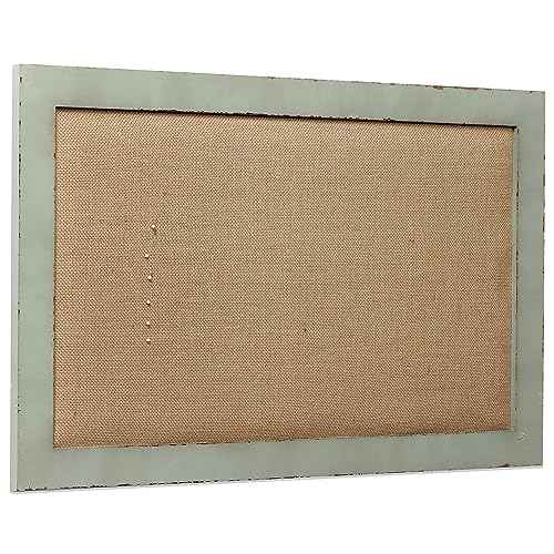 SOFE Linen Bulletin Board 18 X 29 Inches Wood Frame, Fabric Pin Board Corkboards for Wall Decorative, Rustic Memo Board Photos Wall Organizer Display Board, Vision Board for Home Room Office Message