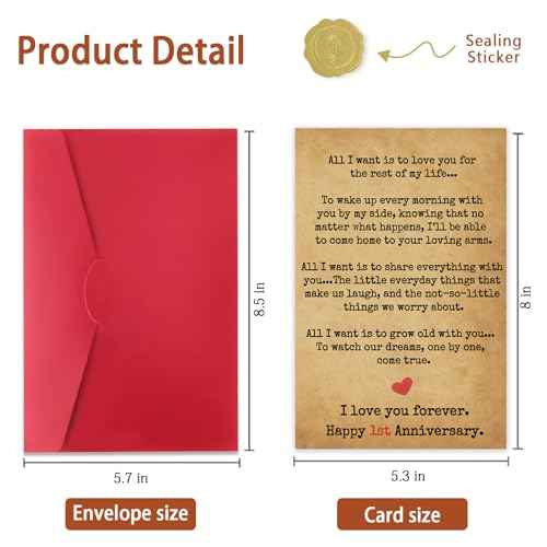 Romantic 1 Year Anniversary Card and Gift Ideas for Boyfriend, Girlfriend, Husband, Wife, Men & Women ? 1st Year ¡°Love Letter¡± Vintage Style ? Heartfelt Present for First Anniversary