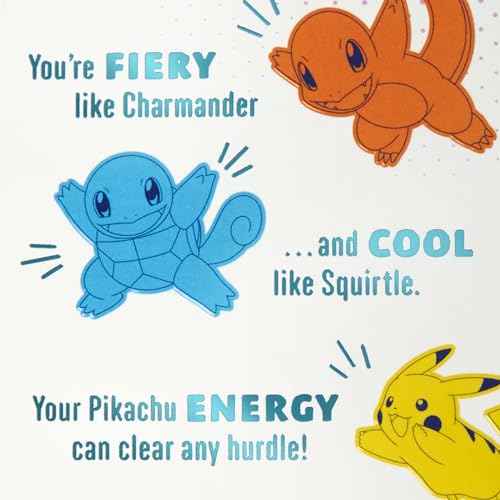 Hallmark Pok?mon Birthday Card for Kid (A Champion's Heart) Charmander, Squirtle, Pikachu