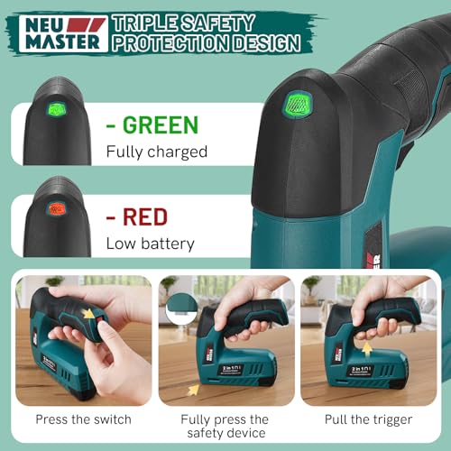 NEU MASTER Electric Staple Gun, 2 in 1 Cordless Brad Nailer with 2000 Staples & Nails, 4V Electric Stapler for Wood, Upholstery, Carpentry, Crafts, DIY