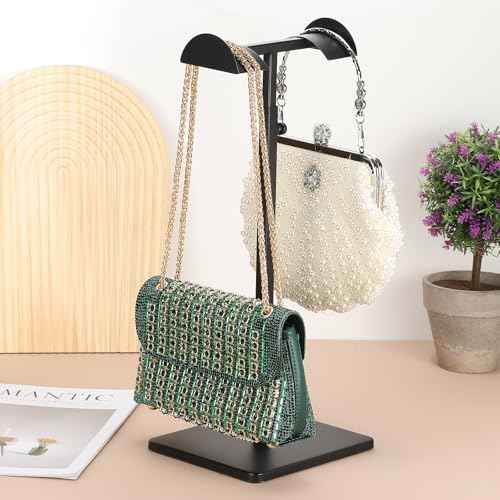 uxcell D Shaped Purse Display Stand Adjustable Handbag Rack Single Hook Holder, Silver