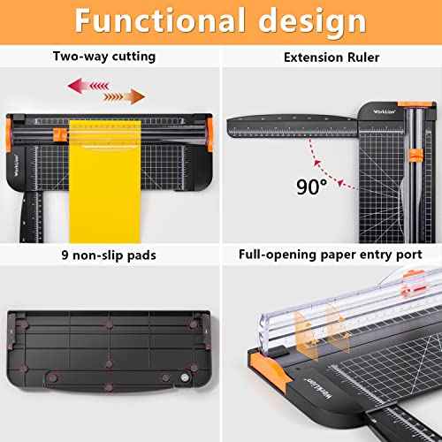 WORKLION Paper Cutter - A4 Paper Craft Cutter with Security Blade for Cut Gift Card, Coupon, Label, Cardstock, Photo, 12 inch Black Office Paper Trimmer