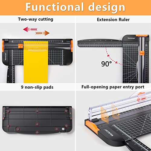WORKLION Paper Trimmer B - A4 Craft Cutter with Safety Blade, 12 Inch Black Office & School Use