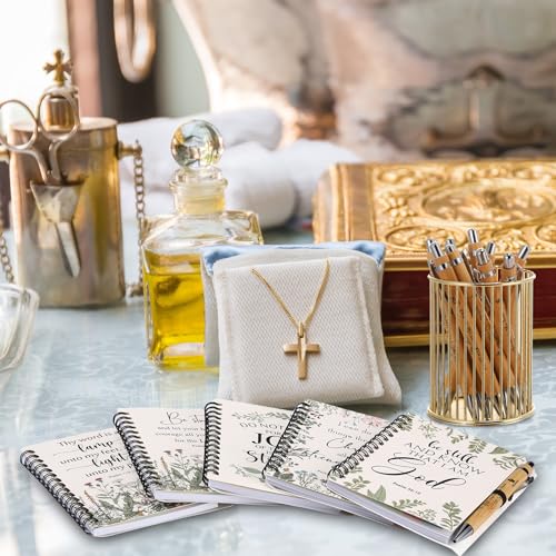 30 Sets Christian Spiral Notebooks Bulk Inspirational Religious Bible Verse Prayer Notepad with Sticky Note Pen Christmas Gifts for Church Study Group Member Vbs Sunday School (White)