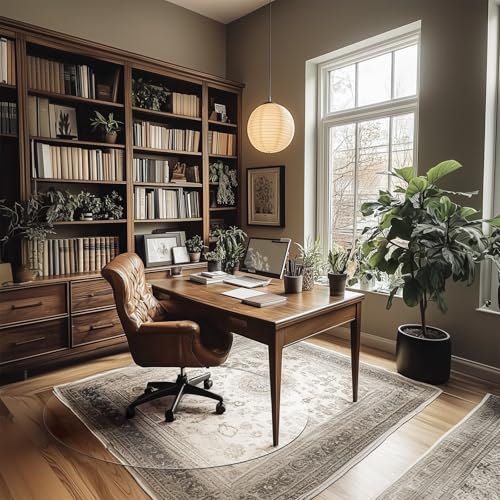 Round Office Chair Mat for Carpet & Hardwood, Upgraded 36" x 36" Dual Use Tempered Glass Chair Mat for Chair and Footrest Under Desk