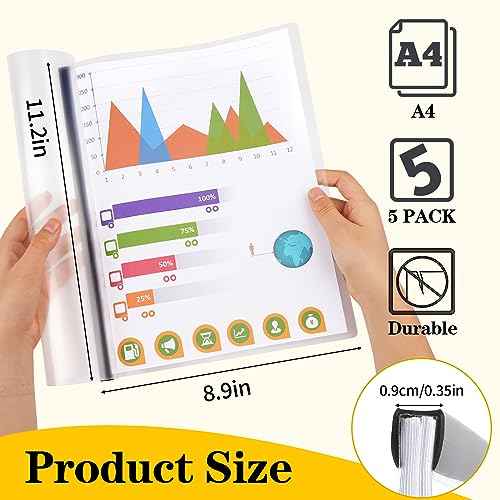 Report Covers with Sliding Bar, Clear Report Covers for A4 and Letter Size Paper, Resume Covers Presentation Folders File Document Binder for School Business, 70 Sheet Capacity