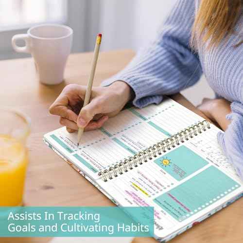 Undated Weekly Planner, Weekly To Do List Notebook with Goal & Habit Tracker Organizer, A5 Weekly Planner Notebook with Spiral Binding, 6.1" x 8.2" - Floral