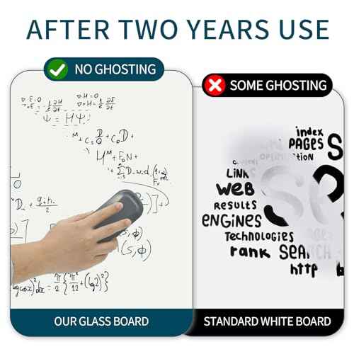 Magnetic Whiteboard,Dry Erase Board 3' x 2', Tempered Glass White Board Frameless, Home School Supplies or Home Office Decor with Magnets, Markers, Eraser, Marker Tray