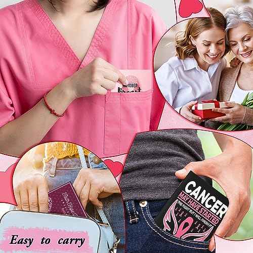 Fulmoon 300 Pcs Breast Cancer Awareness Inspirational Notepads Journal Notebook Bulk Pink Ribbon Mini Notebook Breast Cancer Gifts for Women Girls, Charity Event Party Supplies