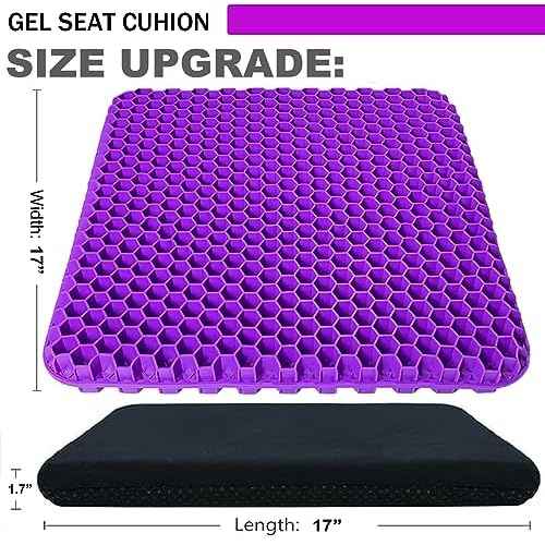 Gel Seat Cushion for Long Sitting Pressure Relief (Super Large & Thick) - Non-Slip Gel Chair Cushion for Back, Sciatica, Tailbone Pain Relief - Seat Cushion for Office Desk Chair, Car, Wheelchair