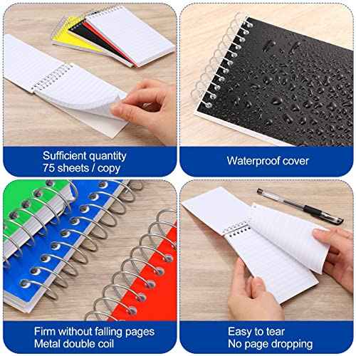 Leelosp 50 Pcs Small Pocket Notebooks 3 x 5 Inch Mini Memo Spiral Notepads Top Bound College Ruled Lined Note Pads for Back School Office Journaling Noting, 75 Sheets/Pad (Neon)