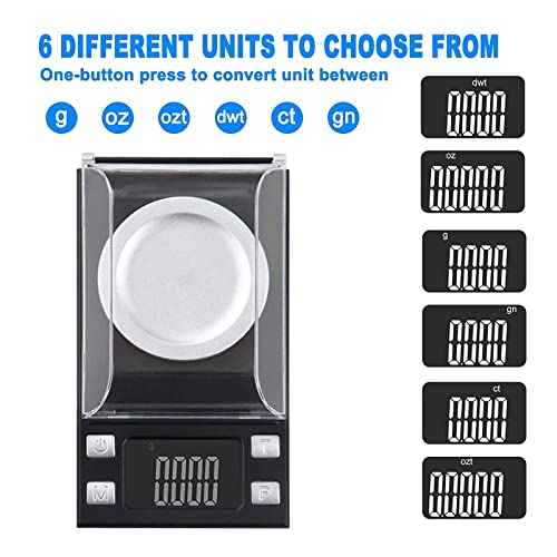 Milligram Scale 50g/0.001g,Precision Mini Carat Gram Scale for Powder Medicine,Jewelry,Gem,Reloading,Lab,Pocket Scale with Cal Weight,Professional Mg Scale with Tare,LCD Display,Powder Scoop