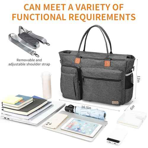 Laptop Tote Bag, Middle Size Computer Messenger Teacher Bag with 15.6'' Padded Laptop Sleeve