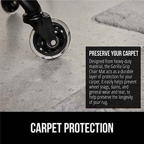GORILLA GRIP Slip Resistant Office Chair Mat for Carpet Floors, 36x48 Smooth Glide Under Desk Carpeted Floor Protector, Heavy Duty Plastic Computer Mats for Rolling Work and Gaming Chairs, Clear