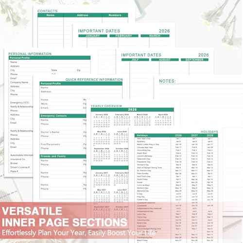 GuassLee Planner 2026 Daily Weekly and Monthly - A5 Planner from January 2026-December 2026, 6.1"x8.4" Aesthetic Agenda Planning Book with Back Pocket, Stickers, Coated Tabs, A5 Size