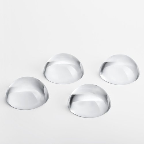 QFkris 4Pcs 1.9inch Crystal Dome Magnifying Paperweight, Clear Distortion-Free Optics Convex Lens Set for Physics Classroom Home Decor Graduation Gifts