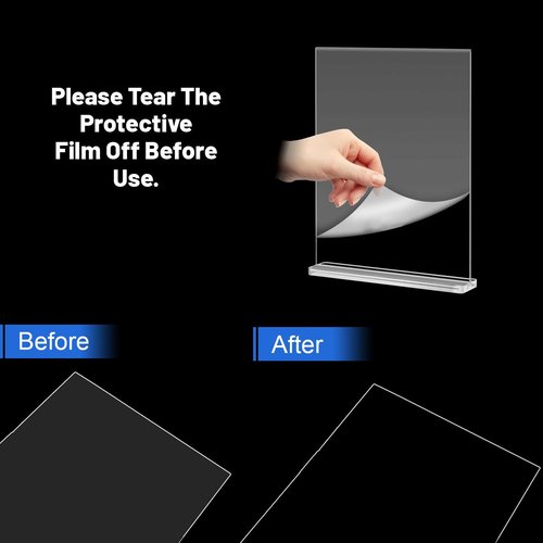 WAEFNO 10 Pack Acrylic Sign Stand 8.5 X 11, Vertical T-Shape Clear Plastic Display, Double-Sided Clear Table Top Sign Holder, Suitable for Office, Store