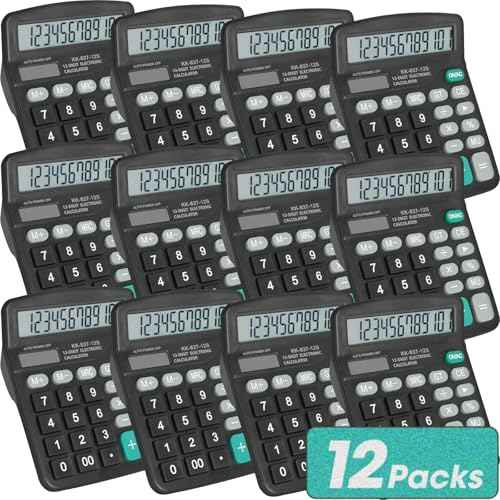12 Pack Calculator Bulk, 12 Digits Calculators Desktop with Large LCD Display and Sensitive Butto, Solar and Battery Dual Power, Desk Calculator for Office, School, Home