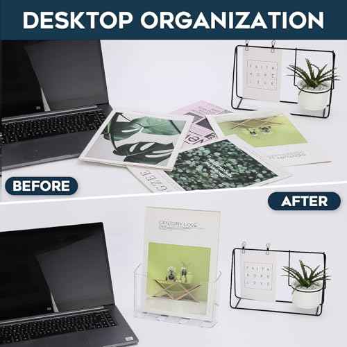 Acrylic Brochure Holder 8.5x11 Inches Slant Back Design, Clear Display Stand, Plastic Table Stand Sign Holder,Pamphlet Holder Flyer Holder, Acrylic Display Stand,for Office, Home, Store, 2 Pack