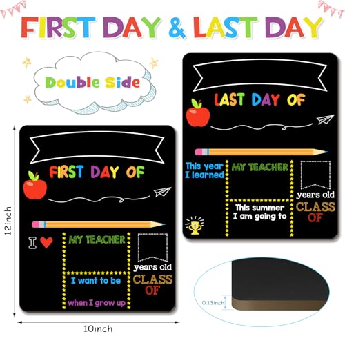 V-Opitos 10x12 Inch Double Sided Reusable School Sign with 6 Pens | Preschool & Kindergarten Photo Props