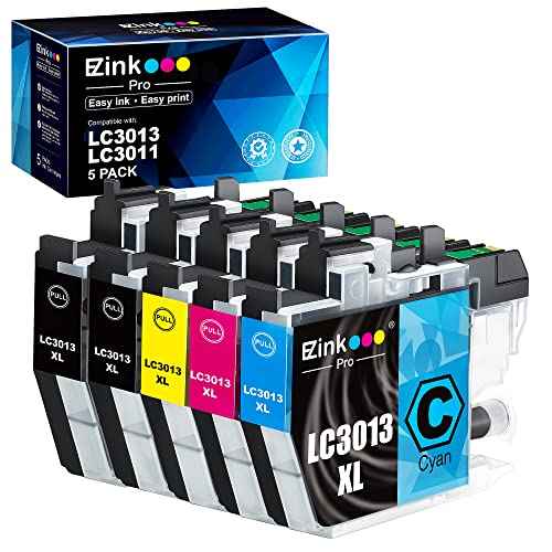 E-Z Ink Pro LC3013 LC3011 Compatible Ink Cartridge Replacement for Brother LC3013XL LC3011 LC-3013 Compatible with MFC-J491DW MFC-J497DW MFC-J895DW MFC-J690DW (2 Black, 1 Cyan, 1 Magenta, 1 Yellow)