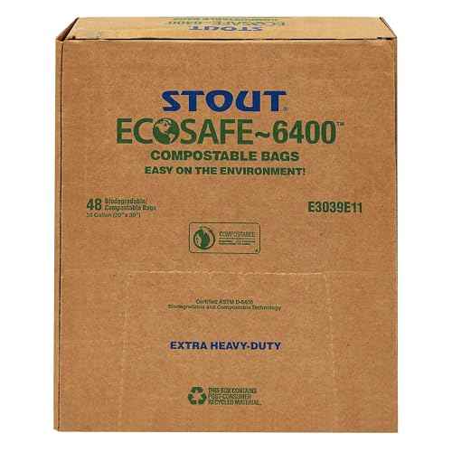 Stout by Envision Ecosafe-6400 Bags, 30 Gal, 1.1 Mil, 30" X 39", Green, 48/box