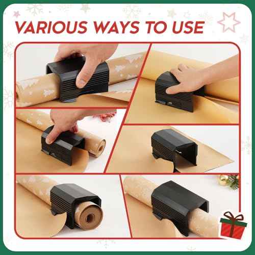 2PC Wrapping Paper Cutter Christmas Paper Roll Cutters Paper Cutter Slider Tool Set Christmas Gift Packing Wrapping Cutting Supplies for Crafting Birthday Gifts Wrap Rolls (2PC Black)