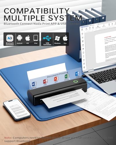 NDYIN Portable Wireless Bluetooth Thermal Printer for Travel, N80
