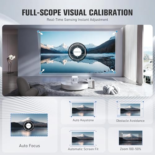 VOPLLS 4K Mini Outdoor Projector with WiFi & Bluetooth, Pearl White