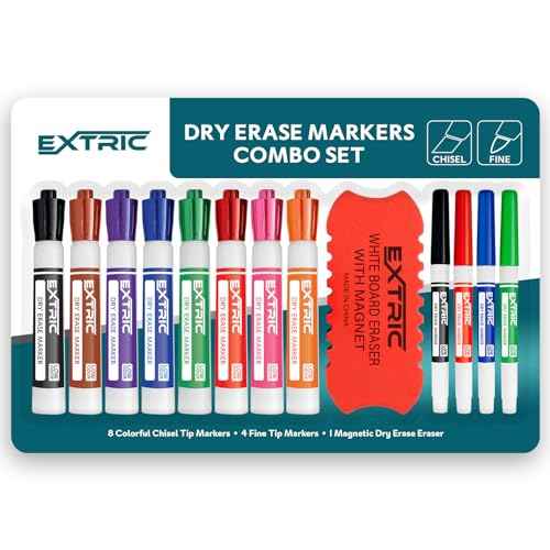 Dry Erase Markers, Whiteboard Markers, Dry Erase Markers Fine Tip and Chisel Tip, Bundle of White Board Markers Dry Erase, Thick and Fine Tip Dry Erase Markers and Dry Erase Eraser, Whiteboard Eraser