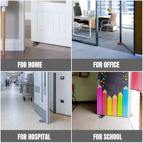 Door Stoppers for Bottom of Door Premium Floor Rubber Door Stop Wedge Made in USA Heavy Duty Honeycomb Design for Carpet, Tile, Ideal for Home, School, Commercial, Gray 2-Pack