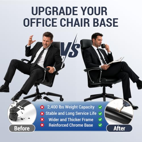 MASTERY MART Matte Black 28 Inch Office Chair Base – Heavy-Duty 2400 Lbs, Universal Gas Cylinder Hole