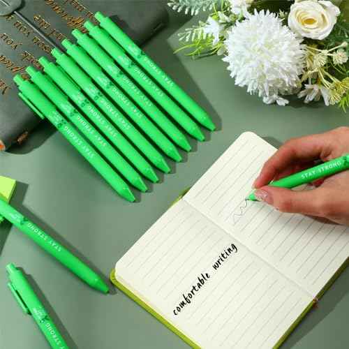 Cholemy 500 Pcs Suicide Prevention Awareness Ballpoint Pens Mental Health Awareness Items Green Ribbon Retractable Pens Bulk Black Ink for School Charity Office Therapist