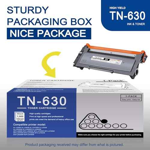 1 Pack TN630 TN-630 Black Toner Cartridge Compatible TN630 Replacement for Brother HL-L2300D L2305W L2315DW L2320D L2360DW MFC-L2680W L2685DW L2700DW L2705DW L2707DW L2740DW DCP-L2540DW L2520DW Printe