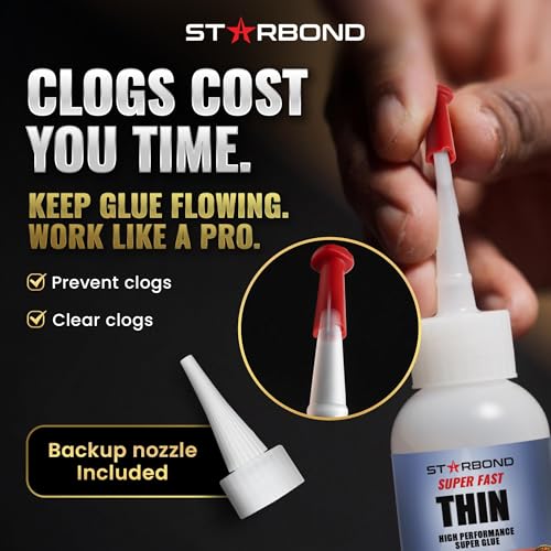 Starbond 2 oz Super Fast Thin CA Glue Pro Kit w/ Microtips, Nozzles & Anti-Clog Cap