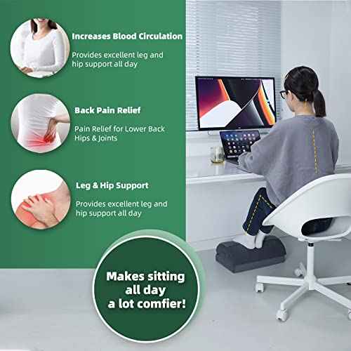 Footrest for Under Desk Ergonomic Comfortable Foot Stool with 2 Adjustable Heights, Suitable for Office, Home Car Foot Rest, Grey