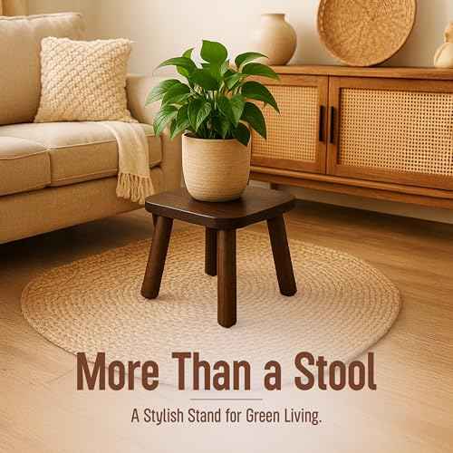 STORE INDYA Wooden Step Stool for Adults Non Slip Small Wooden Square Portable Foot Stool Sitting Stool with Detachable Legs for Kitchen Bathroom Living Room, Plant Stand (9 Inches)