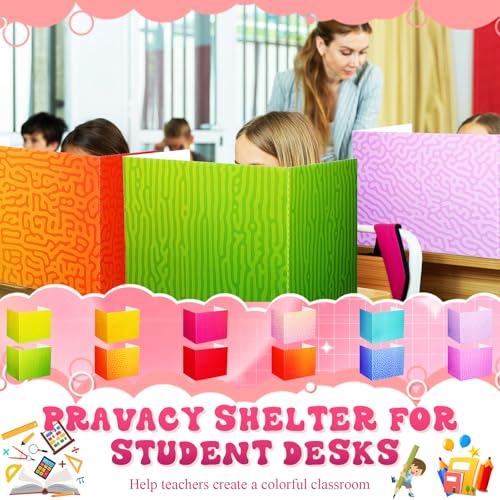 SATINIOR 24 Pcs Privacy Folders for Students – Swirl Colorful Privacy Desk Panels