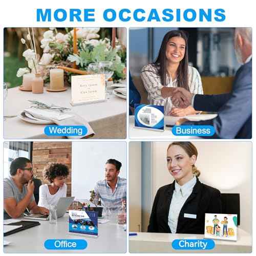 EHWINE Acrylic Sign Holder 4 x 6 Horizontal, 20 Pack Double-Sided Stand up Table Top Sign Holders, Clear Acrylic Picture Frame Menu Flyer Paper Holder Display Stand for Cashier Counter Restaurant Office Wedding Party