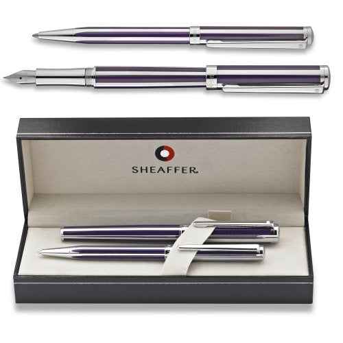 Sheaffer Intensity Violet / Chrome Medium Fountain and Ballpoint Pen Set 9232