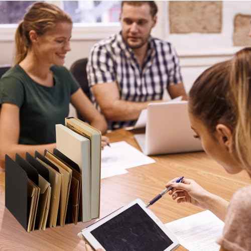 Suzile Metal Desktop File Organizer, 7 Compartments, Vertical File Sorter, Black, 5.79" W x 7.09" L x 5.41" H, Office, Reception Areas, Workspace