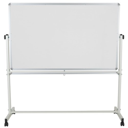 Flash Furniture HERCULES Series 64.25"W x 64.75"H Double-Sided Mobile White Board with Pen Tray