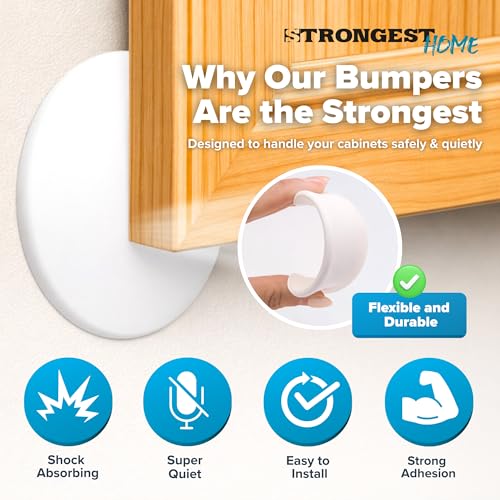 White XL Door Stop Wall Protectors 5-Inch, 3 Pack — No Drilling, Shock Absorbent Bumper