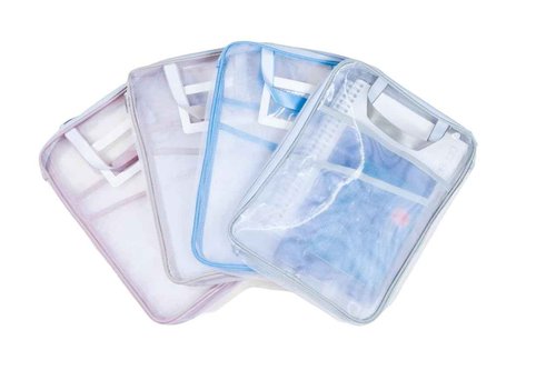 ZingZaak Mesh Bags with Zipper, Document Bags with Zipper,Triple-Layer L-Shaped Opening, A4,Mesh Zipper Pouches, Label Area,4-pcs