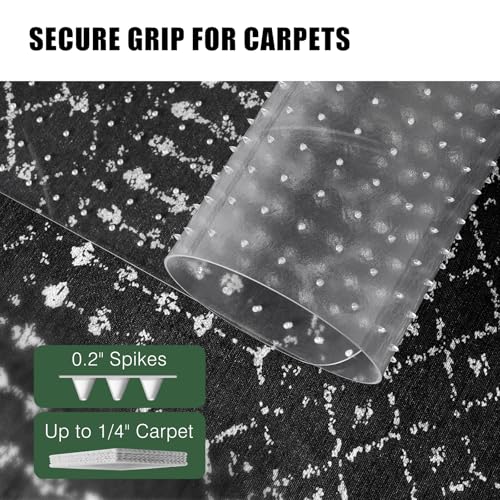 Office Chair Mat for Carpet, tixpol 46" x 60" Chair Mat for Carpeted Floors, Non-Slip Carpet Protector Floor Mat with Grips, Heavy-Duty Rolling Under Desk Mat for Home Office and Gaming (Clear)