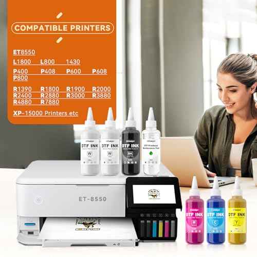 Premium DTF Ink 600ml, DTF Printer Ink Refill for DTF Printers ET-8550 XP 15000 L1800 L805 R1390 R2400 D570, Heat Transfer Printing Ink Set 100ml* 6 & DTF Printhead Moisturizing Fluid 100ml