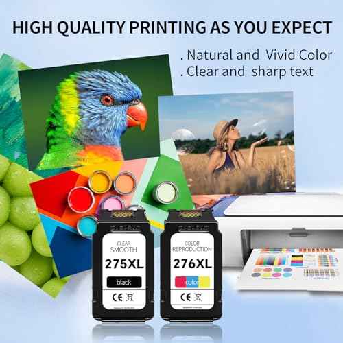 275XL 276XL Ink Cartridge Combo Pack Replacement for Canon 275 and 276 Ink cartridges for Pixma TR4720 TS3522 TS3520 TS3720 TS3722 TS3500 TR4722 TR4723 TR4700 High Yield (1Black/1Color)