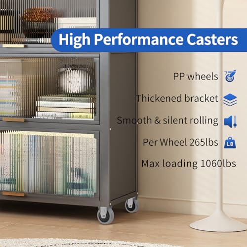 HOD 3 Inch Caster Wheels, Heavy Duty Casters 1060 Lbs, Rigid Top Plate Casters Wheels, Set of 4, Industrial Casters No Noise PP Wheels for Cart, Furniture, Workbench