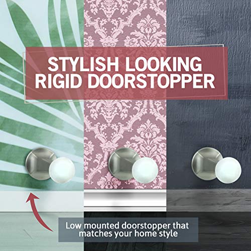 Jack N¡¯ Drill 3-Inch Rigid Door Stop (12 Pack) - Heavy Duty Solid Metal Door Stopper | Prevents Wall & Door Damage - Rigid Rubber Tip Door Stop for Kitchen, Bedroom, Office (Satin Nickel)
